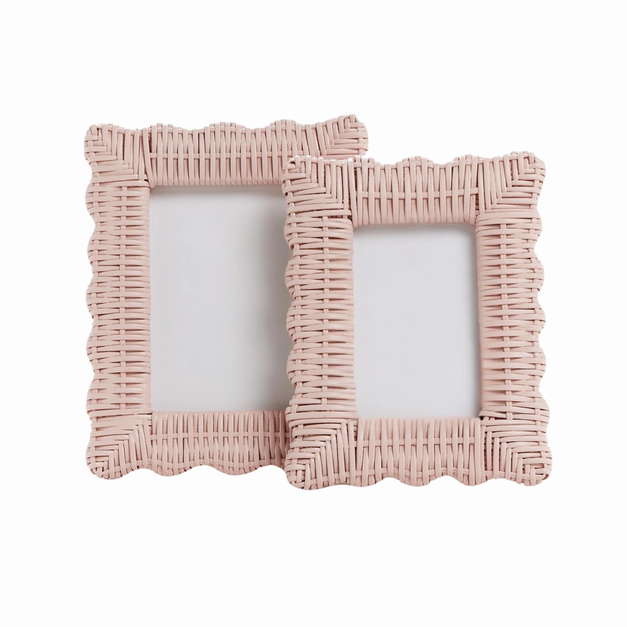Set of Two Pink Wicker Weave Photo Frames