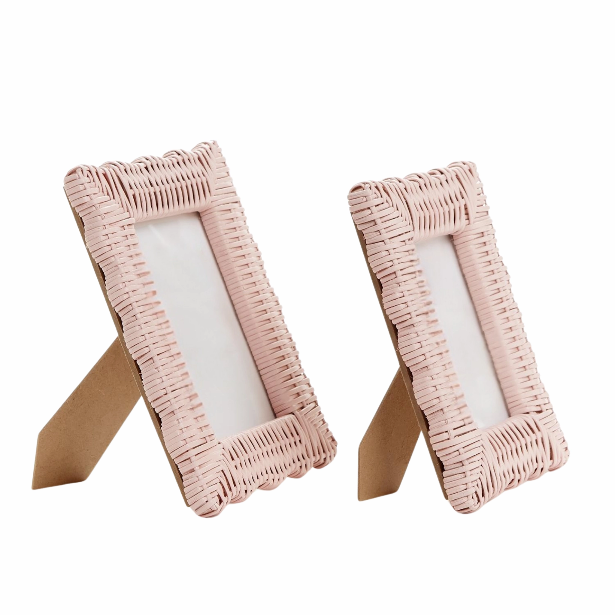 Set of Two Pink Wicker Weave Photo Frames