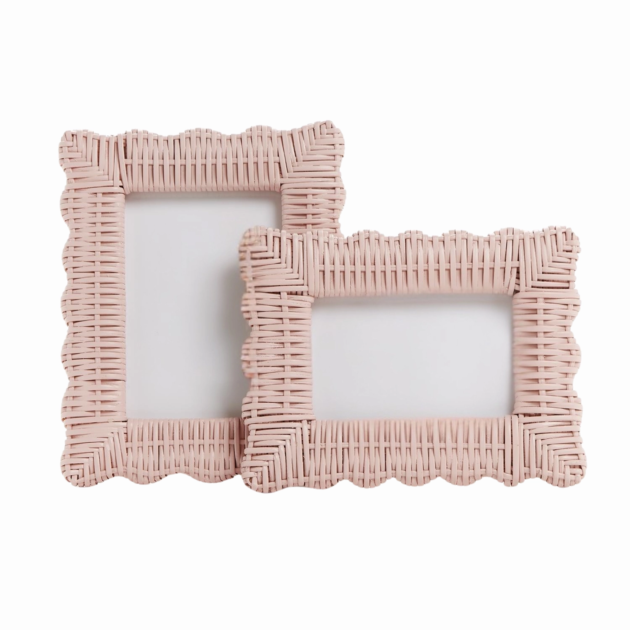 Set of Two Pink Wicker Weave Photo Frames