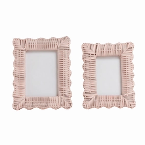 Set of Two Pink Wicker Weave Photo Frames home display ornament
