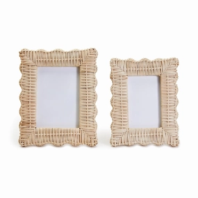 Set of Two Wicker Weave Photo Frames home display ornament