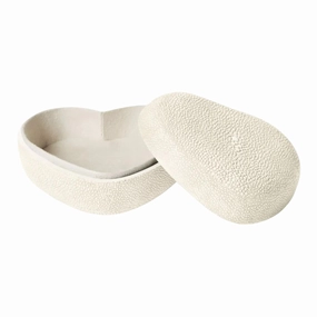 Shagreen Heart Box, Cream home display ornament