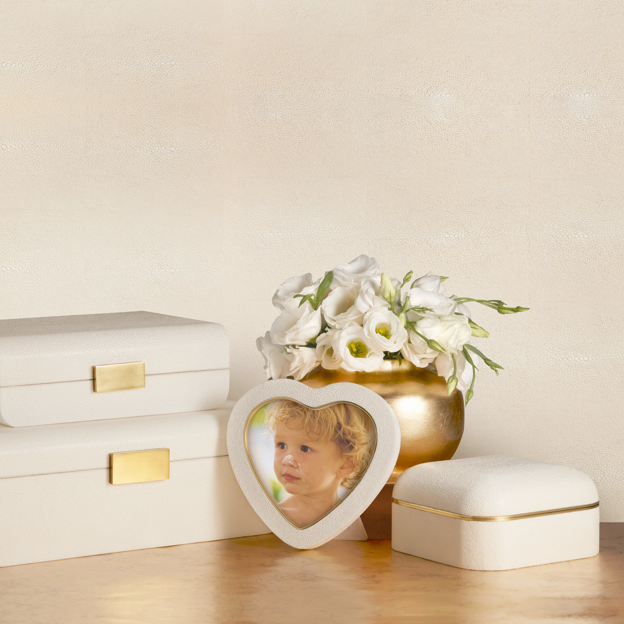 Shagreen Heart Frame, Cream