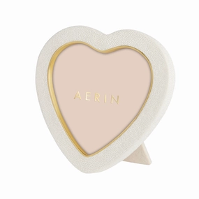 Shagreen Heart Frame, Cream home display ornament