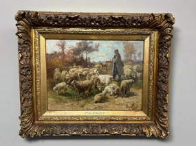 SHEPHARD AND FLOCK PAINTING BY HENRI SCHOUTEN classic mural painting