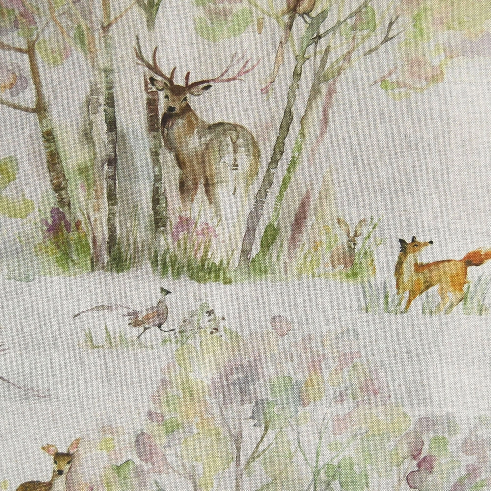Sherwood Forest Printed Linen Fabric (By The Metre) Natural elegant table cloth  
