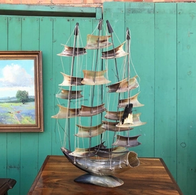 SHIP MADE FROM HORN - AS FOUND interior room decor