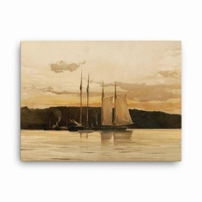Ships in the Sunset - canvas canvas mural art