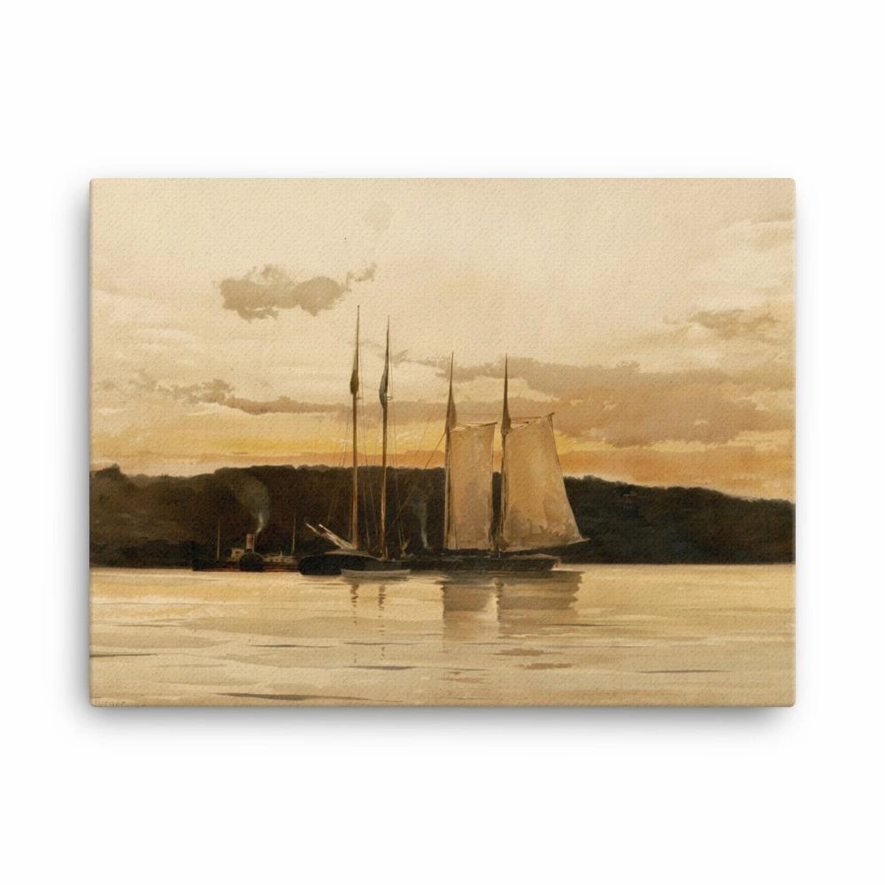 Ships in the Sunset - canvas canvas mural art