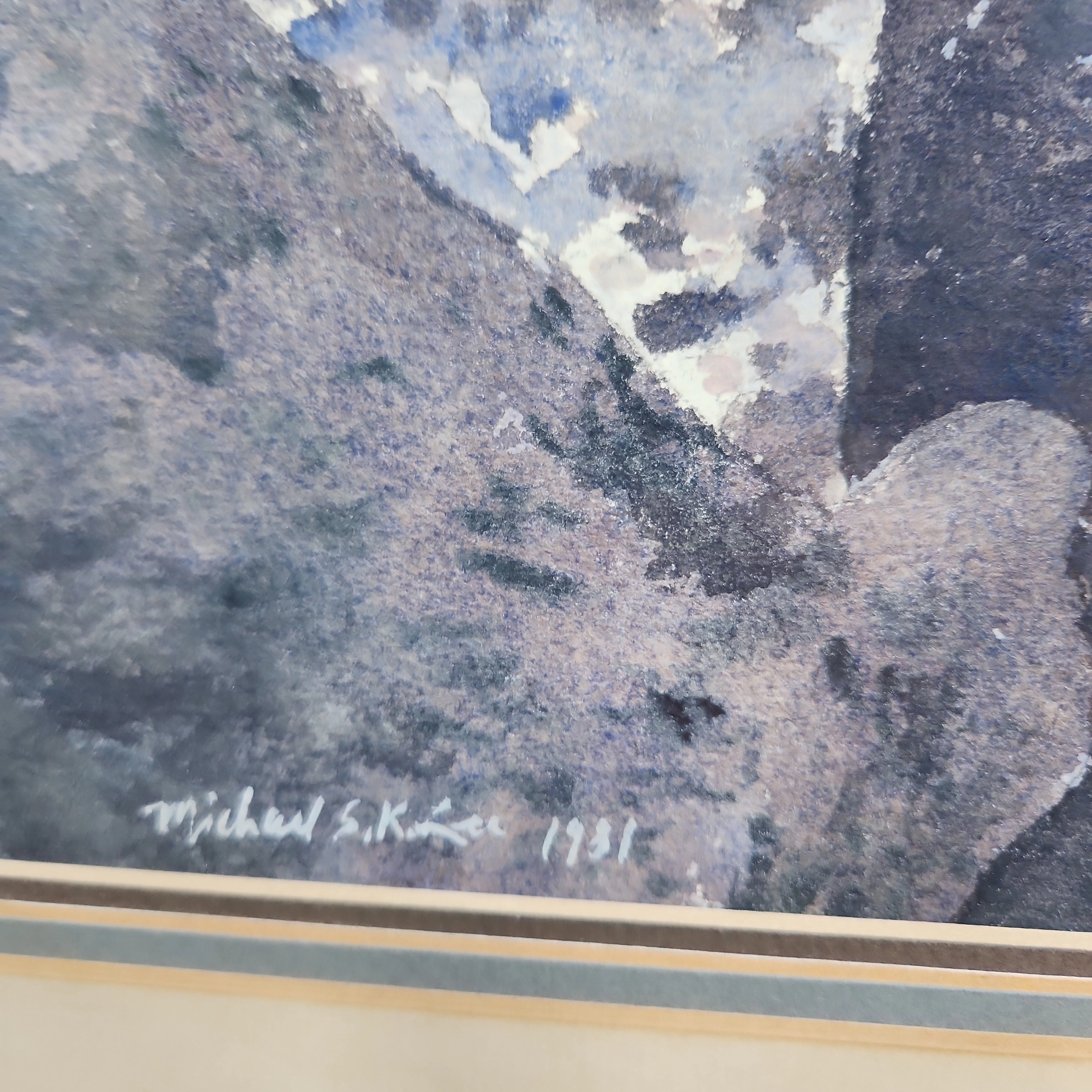 SIGNED ROCKY BEACH WATERCOLOR-CIRCA 1931