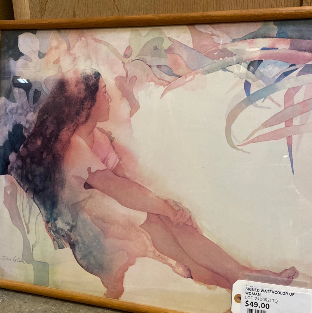 SIGNED WATERCOLOR OF WOMAN