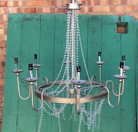 SILVER AS FOUND PRISM CHANDELIER interior room decor