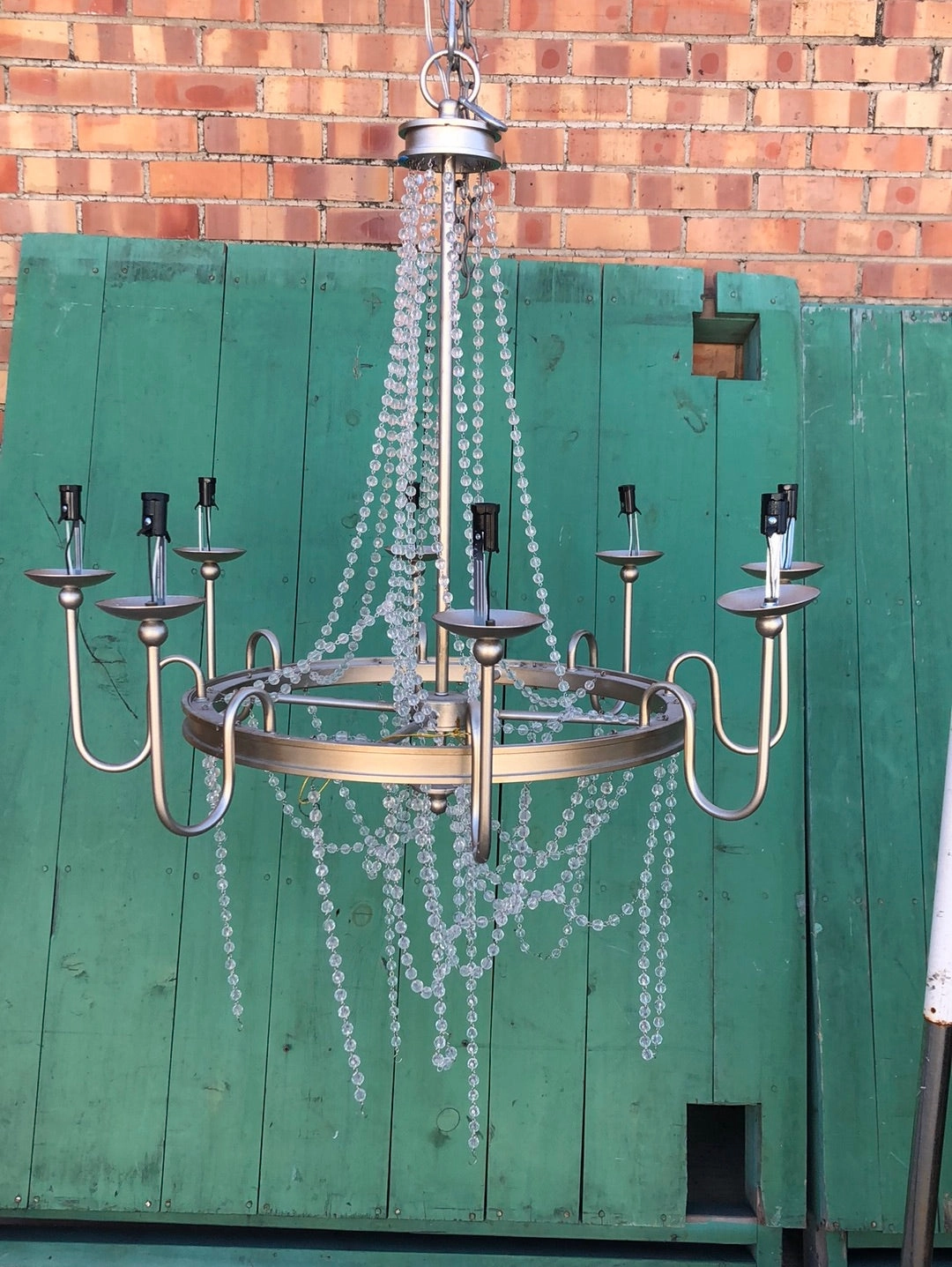 SILVER AS FOUND PRISM CHANDELIER