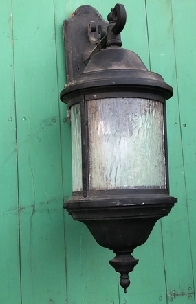 SINGLE CYLINDER EXTERIOR  METAL SCONCE LIGHT WITH TEXTURED GLASS interior room decor