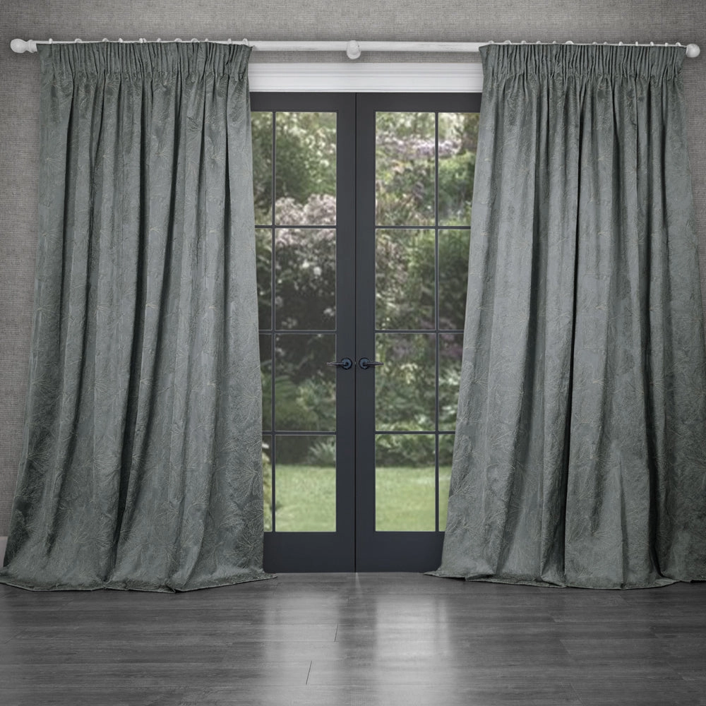 Sitara Embroidered Pencil Pleat Curtains Lead