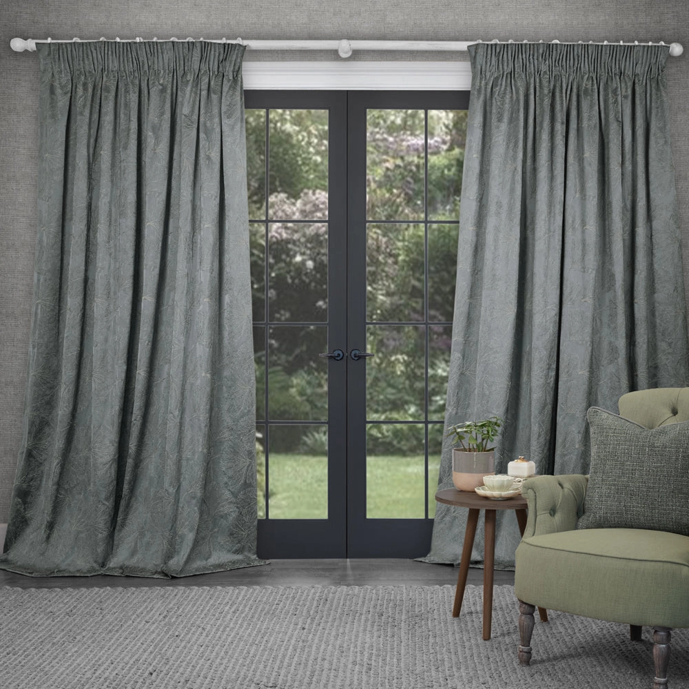 Sitara Embroidered Pencil Pleat Curtains Lead patterned fashion rug  