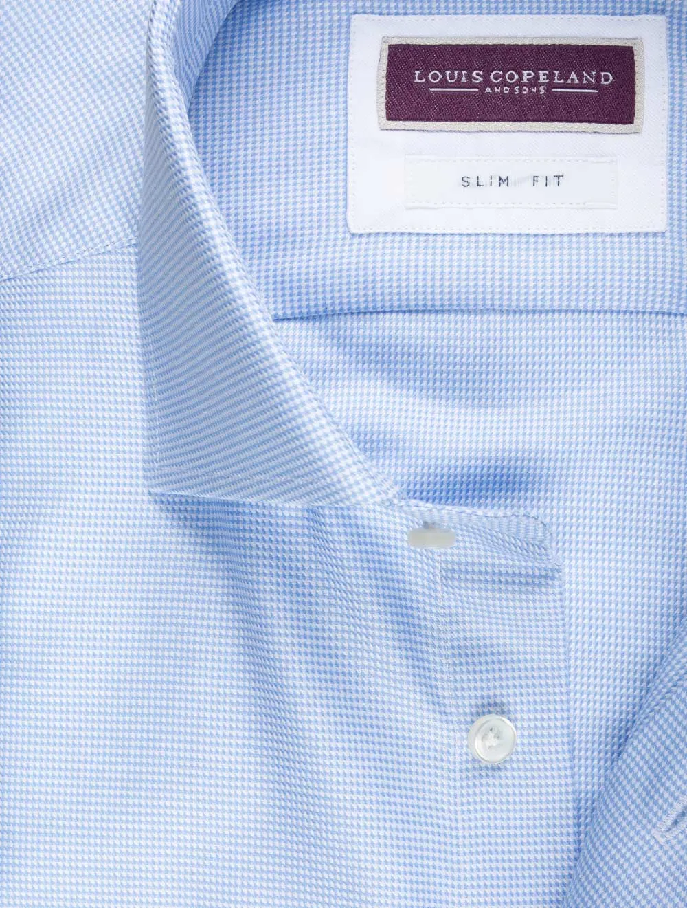 Slim Fit Puppytooth Einfachbund Blau