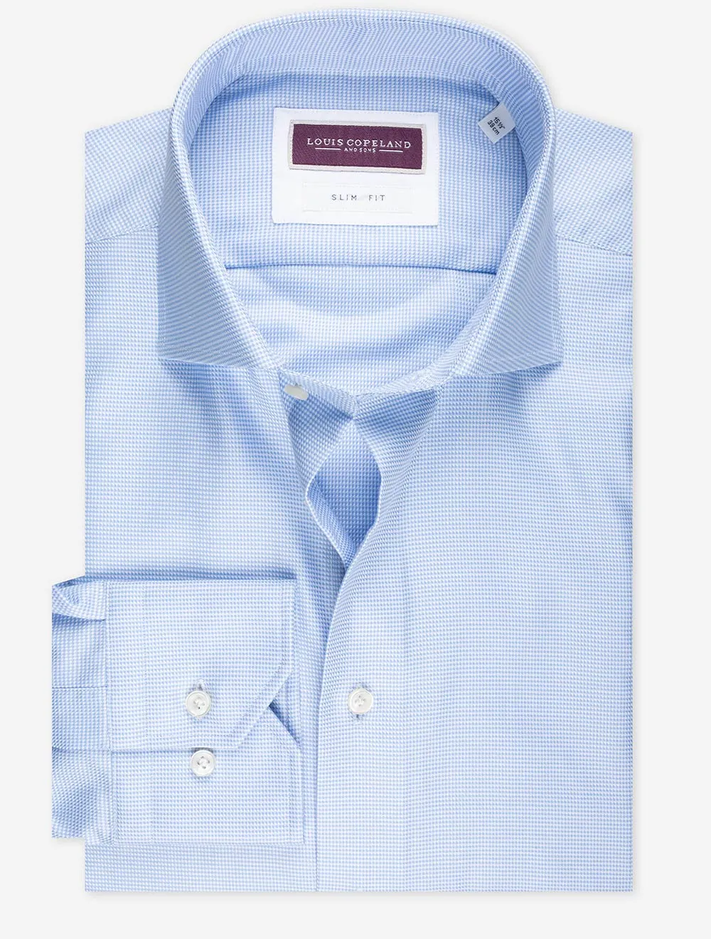 Slim Fit Puppytooth Einfachbund Blau