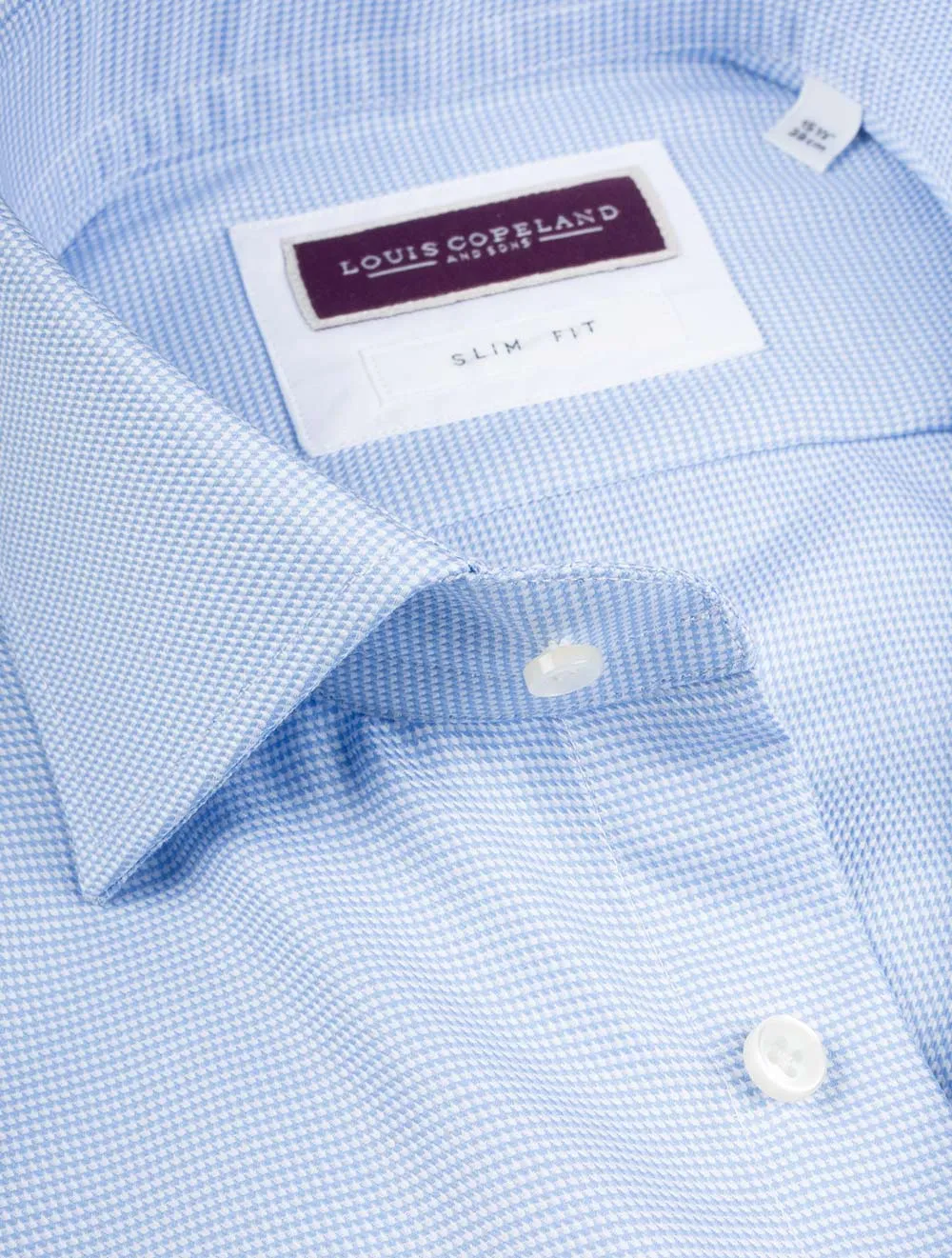 Slim Fit Puppytooth Einfachbund Blau