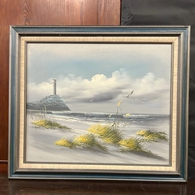 SMALL BEACH SCENE OIL PAINTING ON CANVAS classic mural painting