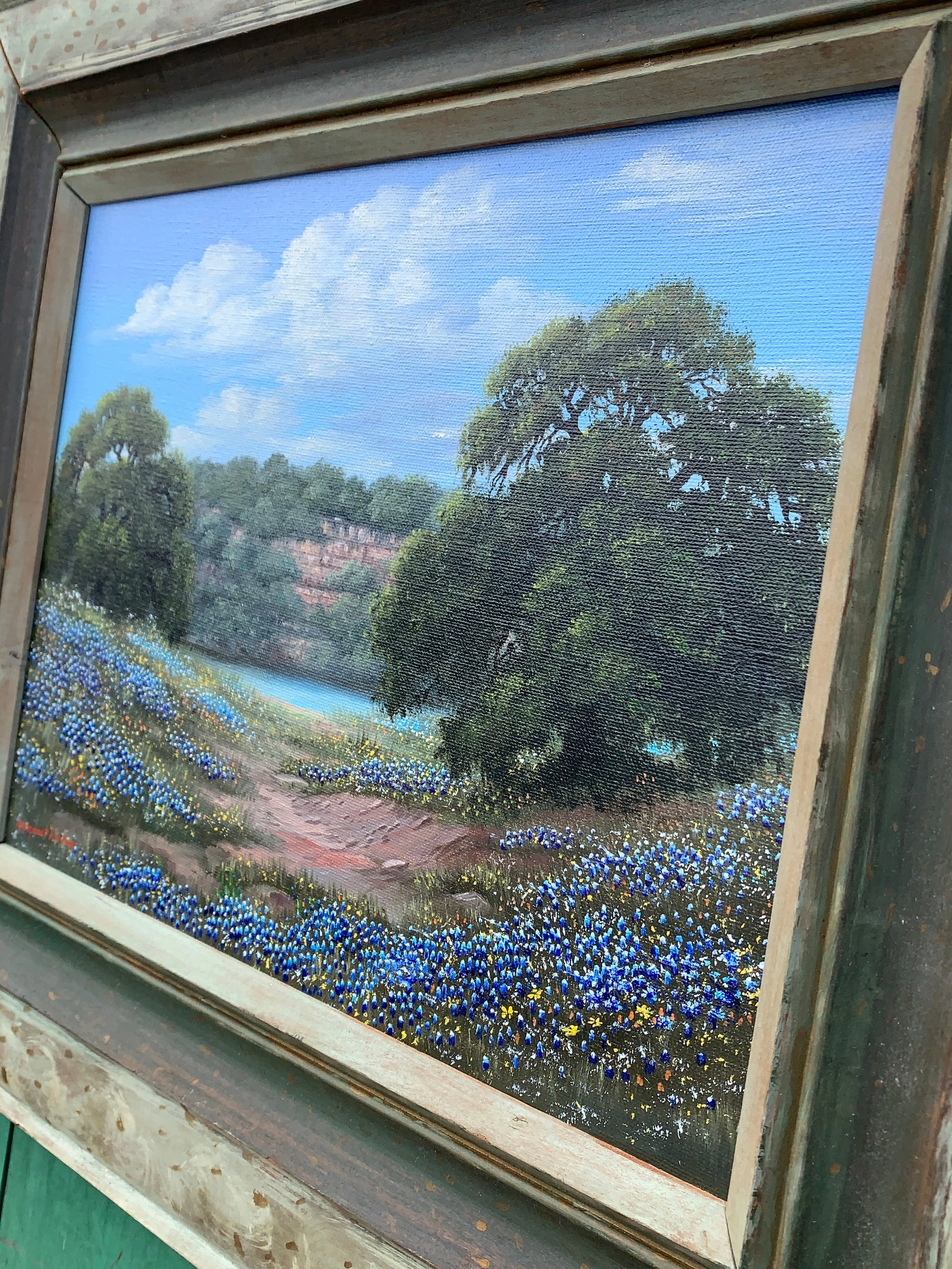 SMALL BEAUTIFUL TEXAS BLUE BONNET OIL PAINTING BY MARGARET RUTH HARLAN