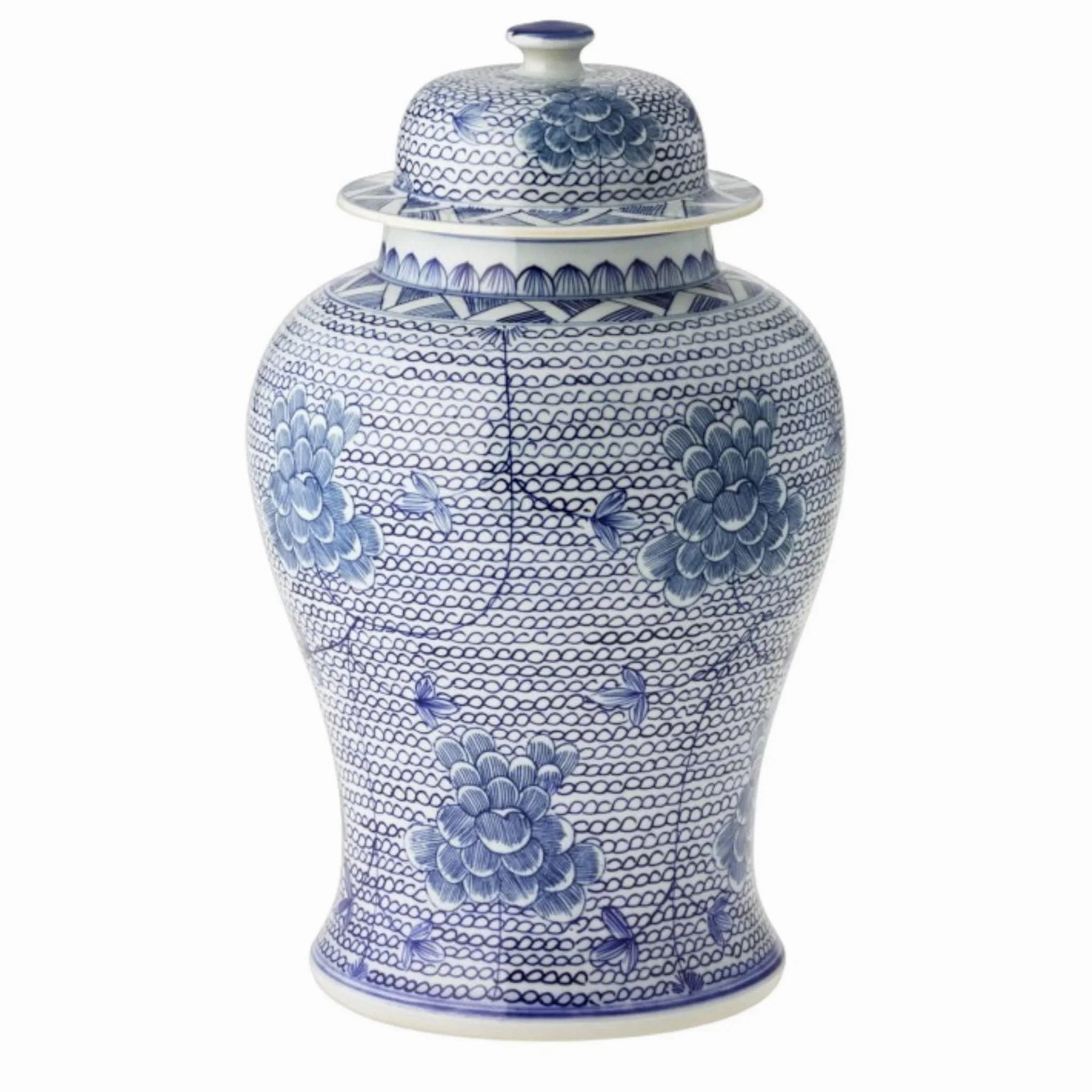 Small Blue and White Porcelain Temple Jar with Flowers home display ornament