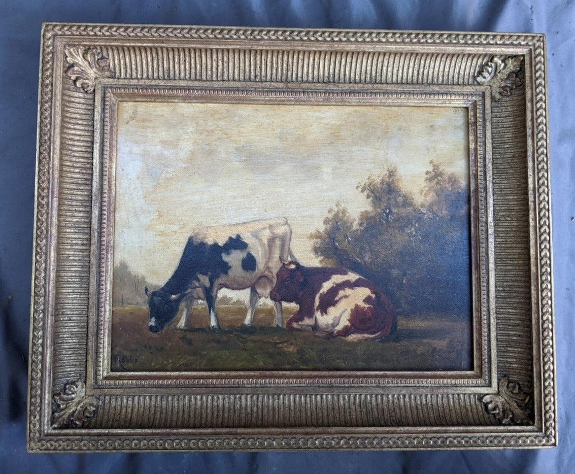 SMALL BOVINE OIL PAINTING