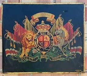 SMALL COAT OF ARMS OIL PAINTING ON BOARD classic mural painting
