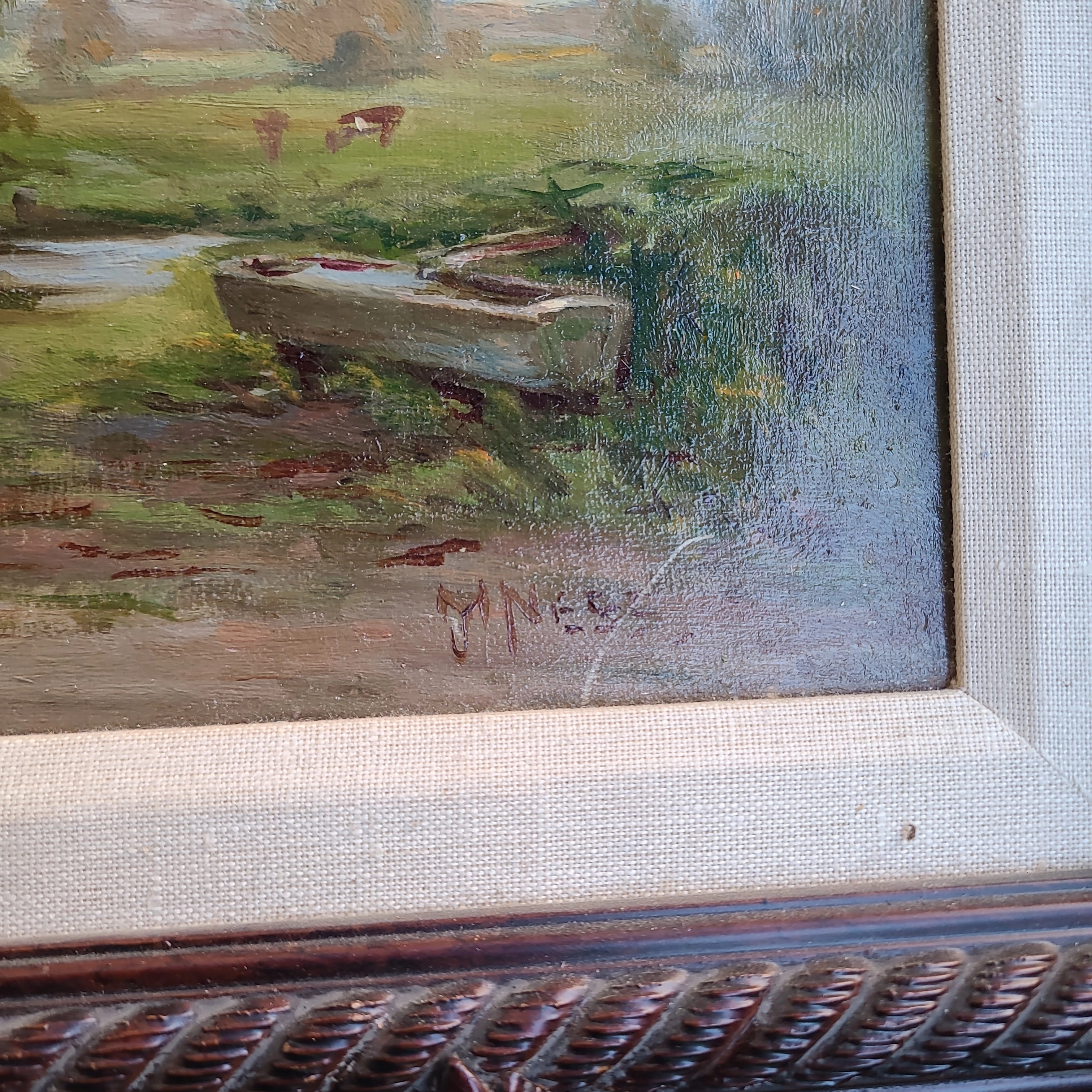 SMALL COW OIL PAINTING