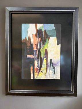 SMALL FRAMED ABSTRACT WATERCOLOR SIGNED DEFORREST JUDD DALLAS ARTIST classic mural painting