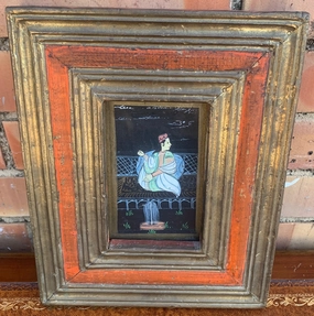 SMALL FRAMED INDIAN PAINTING OF MAN classic mural painting