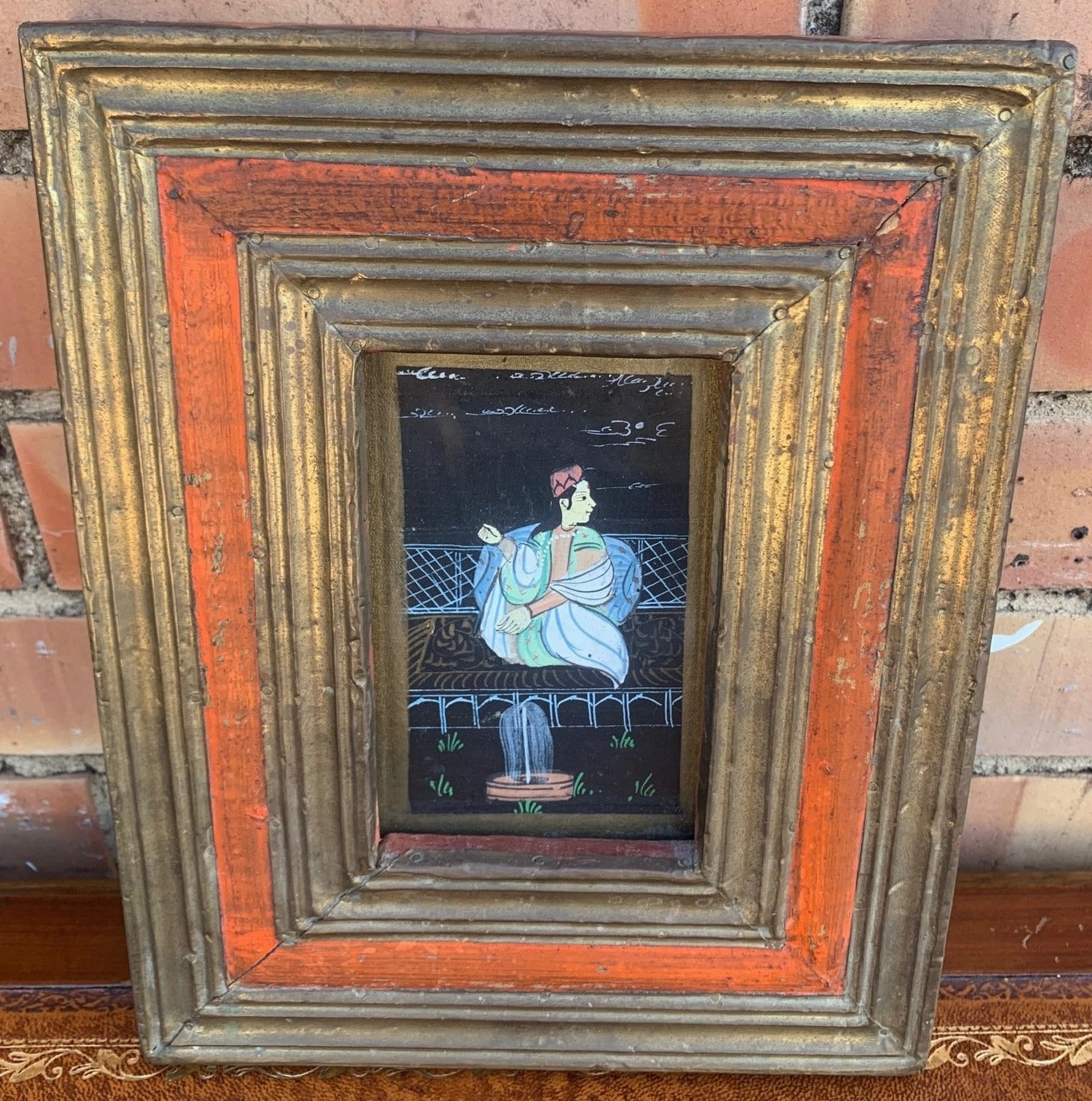 SMALL FRAMED INDIAN PAINTING OF MAN classic mural painting
