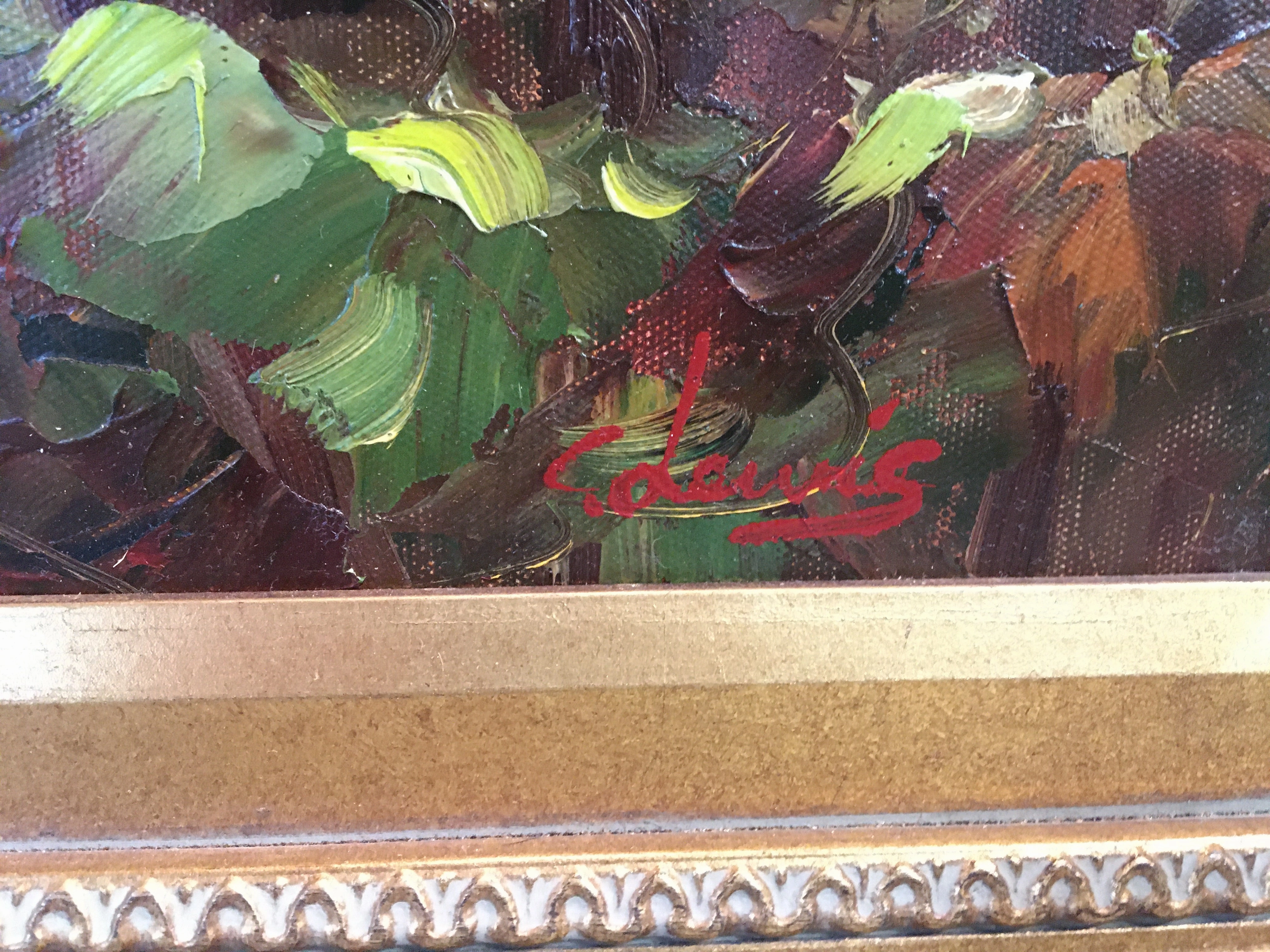 SMALL FRAMED LANDSCAPE WITH VINEYARD OIL PAINTING BY C. DAVIS