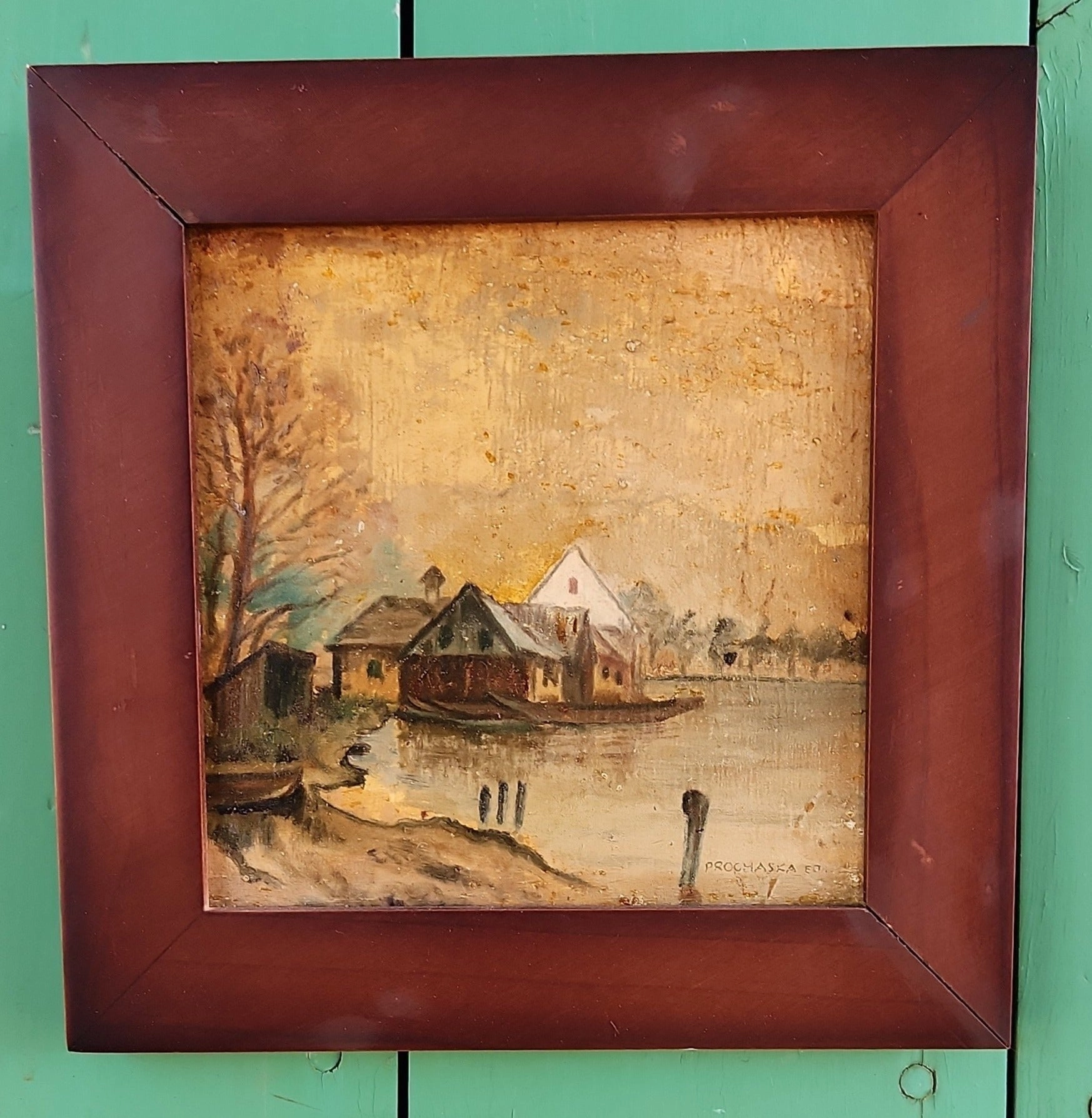 SMALL FRAMED OIL PAINTING ODF A RIVER SCENE
