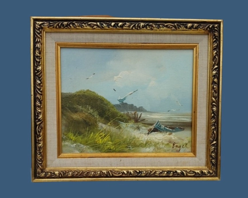 SMALL FRAMED SEASCAPE OIL PAINTING classic mural painting