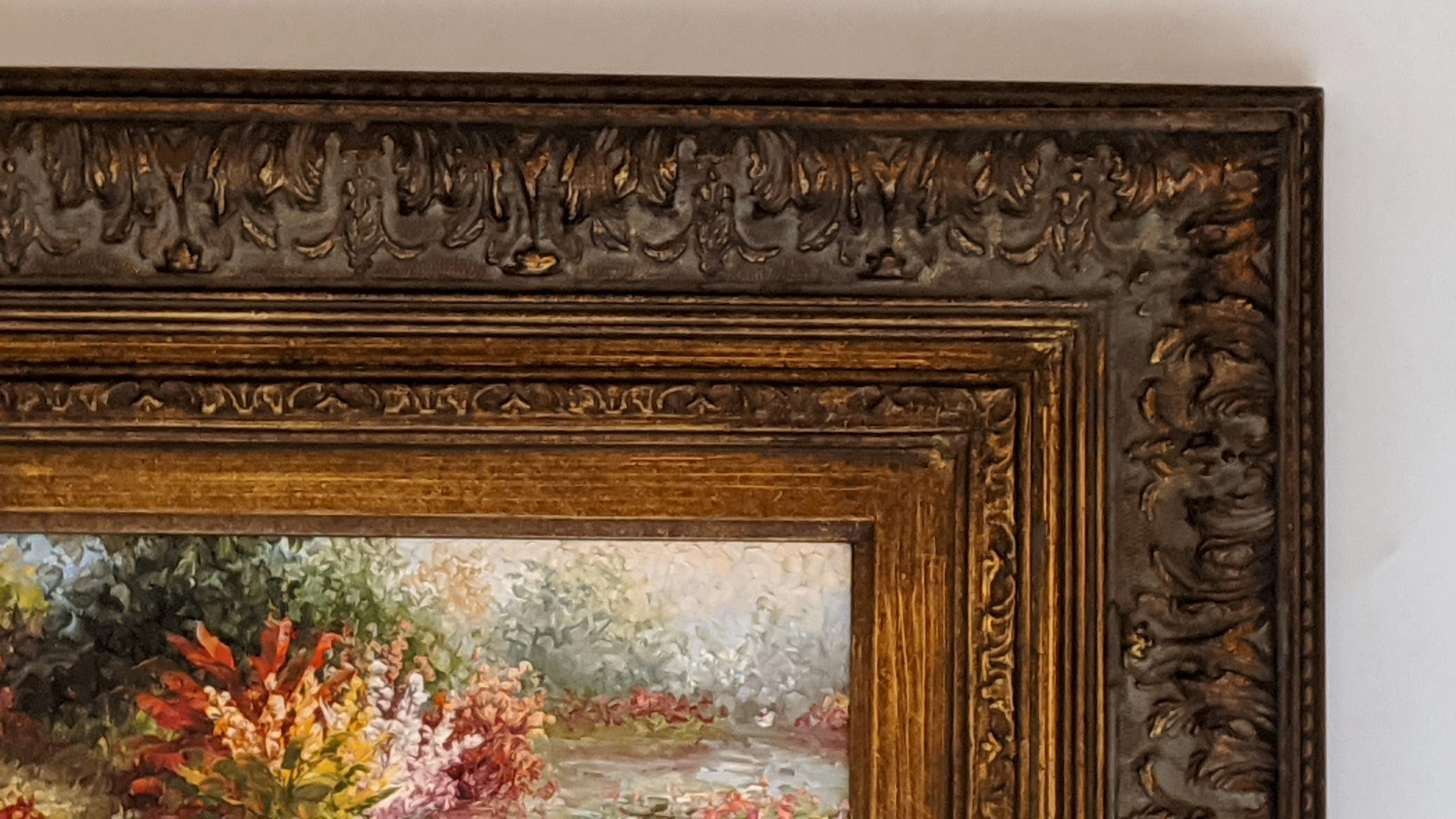SMALL FRAMED STILL LIFE OIL PAINTING FLORAL MARSH-NOT OLD