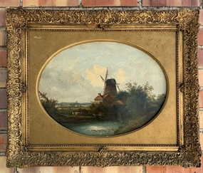 SMALL GOLD FRAMED DUTCH OIL PAINTING classic mural painting