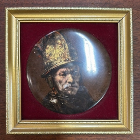 SMALL GOLD FRAMED PORCELAIN CONQUISTADOR PAINTING classic mural painting