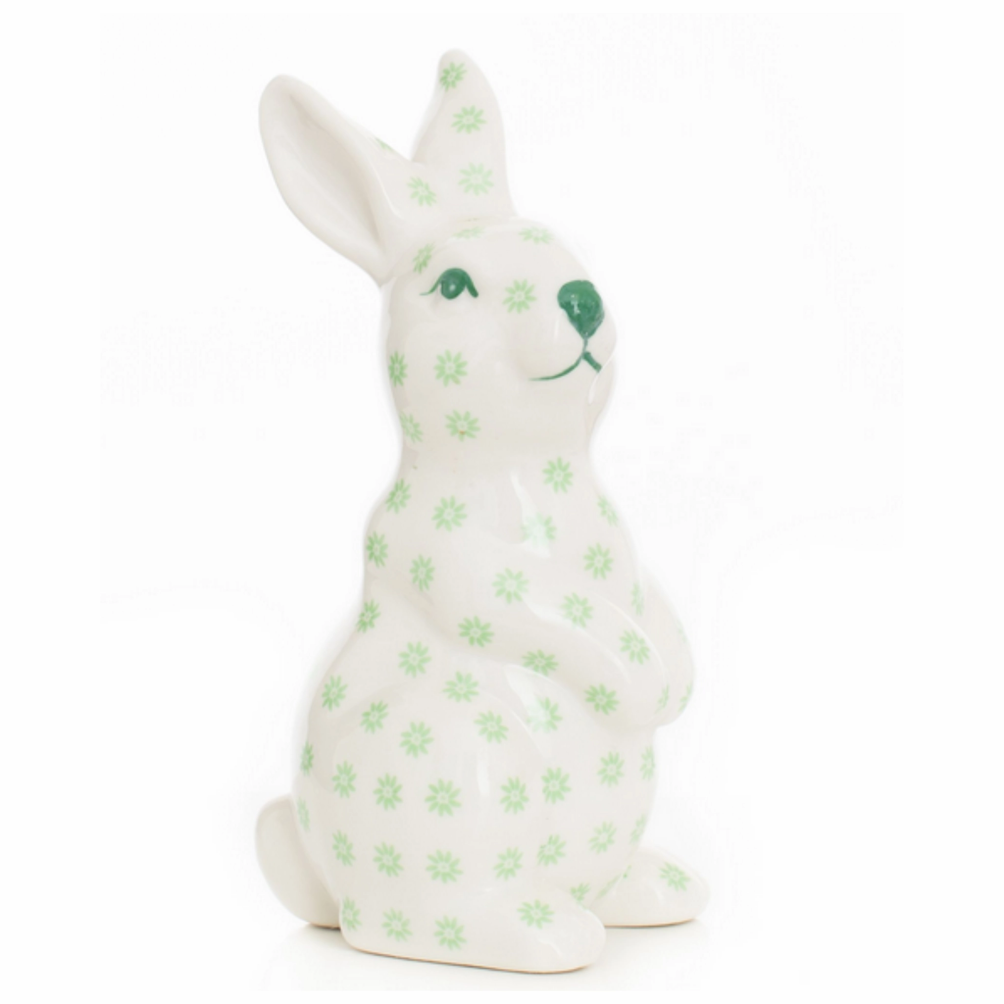 Small Green & White Floral Standing Bunny home display ornament