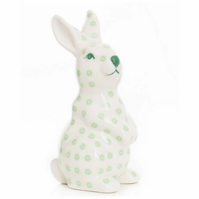 Small Green & White Floral Standing Bunny home display ornament