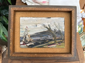 SMALL IMPRESSIONIST IMPASTO OIL PAINTING TITLED "MAZE NEAR EL PASO" SIGNED HOWARD RABBY classic mural painting