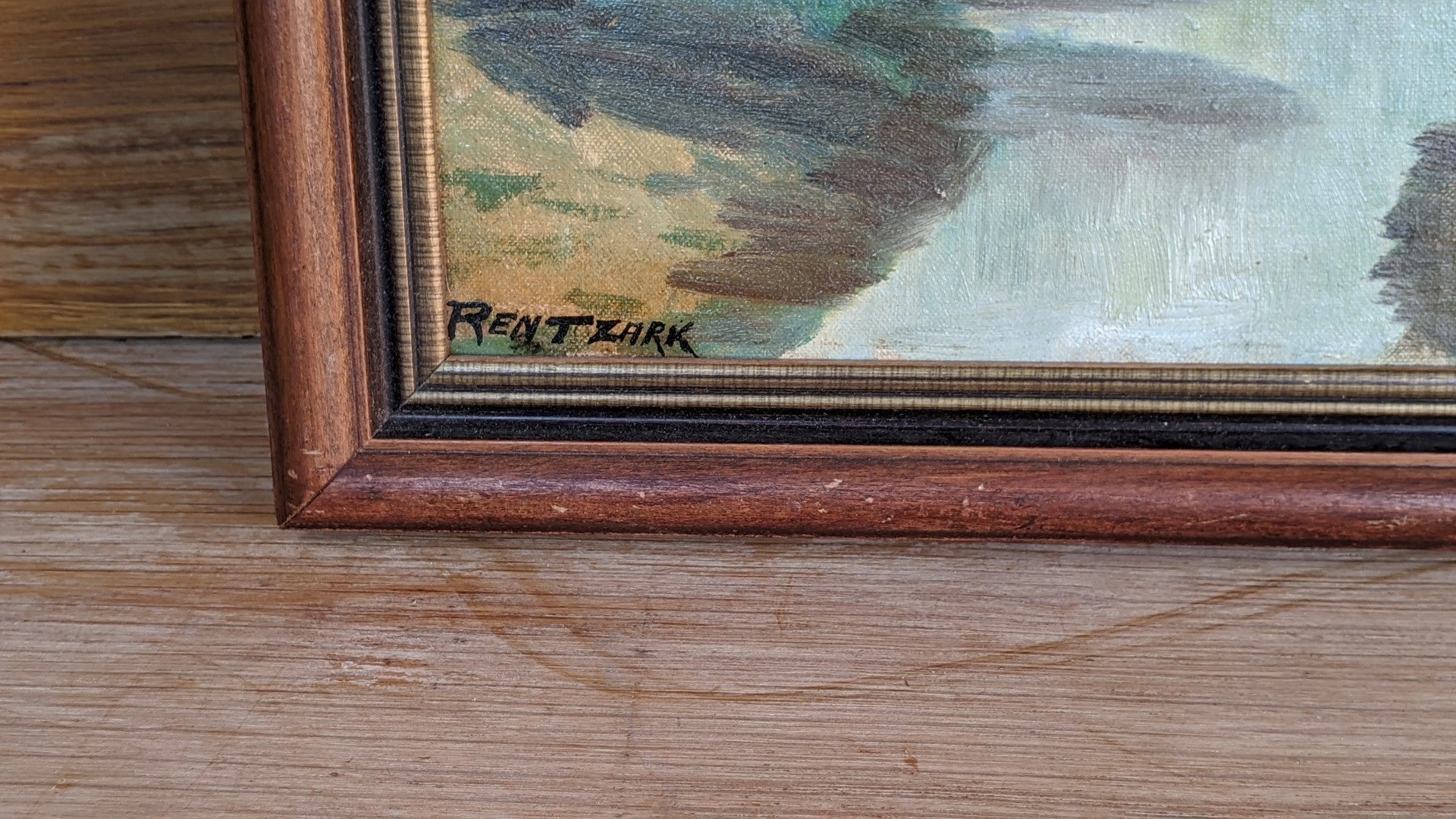SMALL IMPRESSIONIST LANDSCAPE OIL PAINTING OF RIVER AND TREES