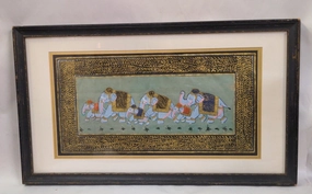 SMALL INDIAN ELEPHANT PAINTING ON SILK classic mural painting
