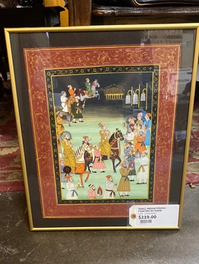SMALL INDIAN PISHWA PAINTING IN FRAME classic mural painting