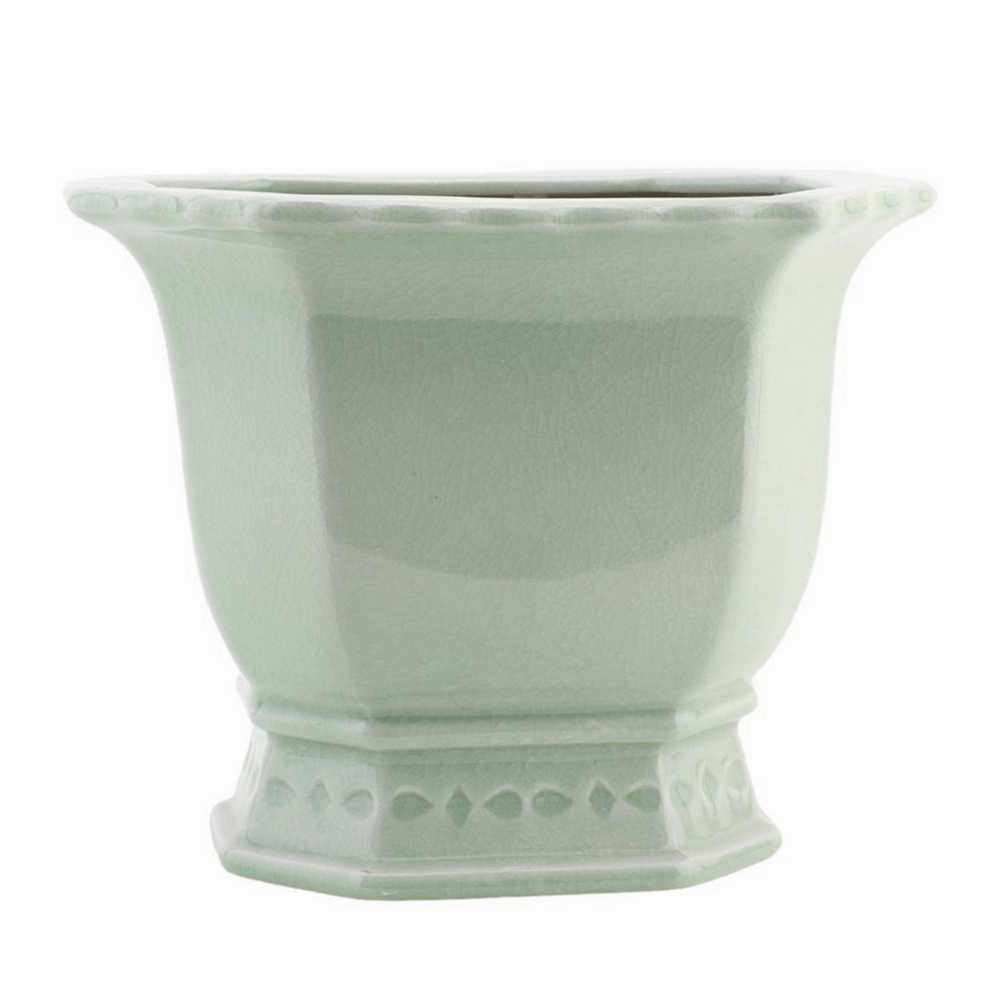 Small Light Green Porcelain Octagonal Footed Planter home display ornament