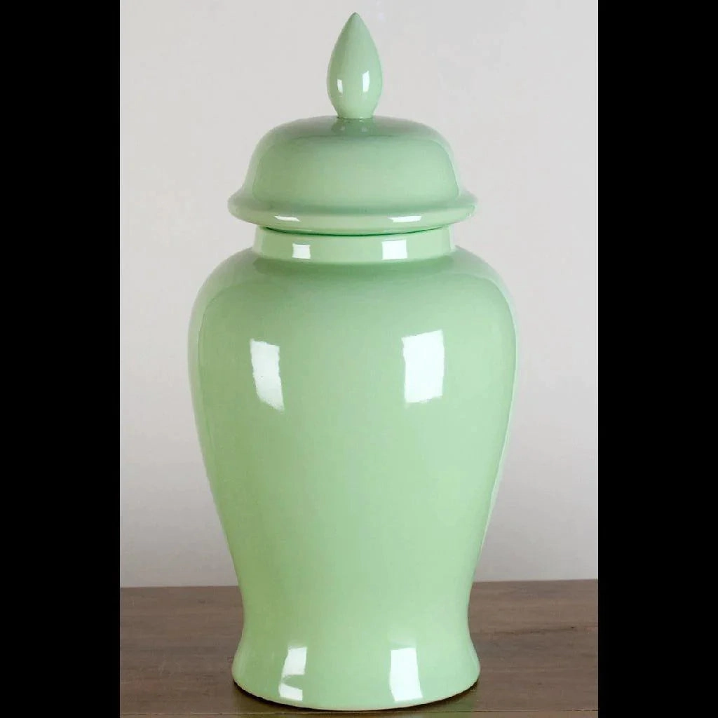 Small Lime Green Porcelain Temple Jar