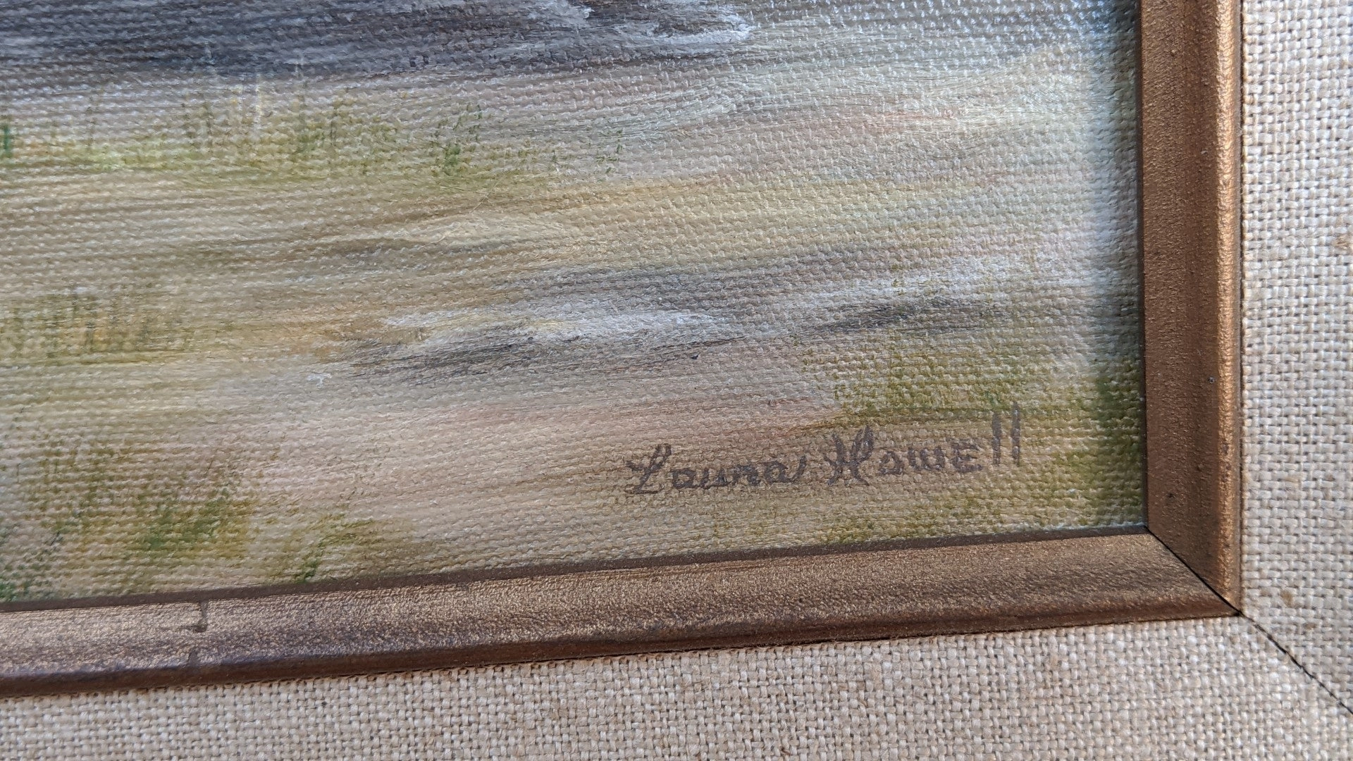 SMALL OIL PAINTING OF PRICKLY PEAR CACTUS AND LOG