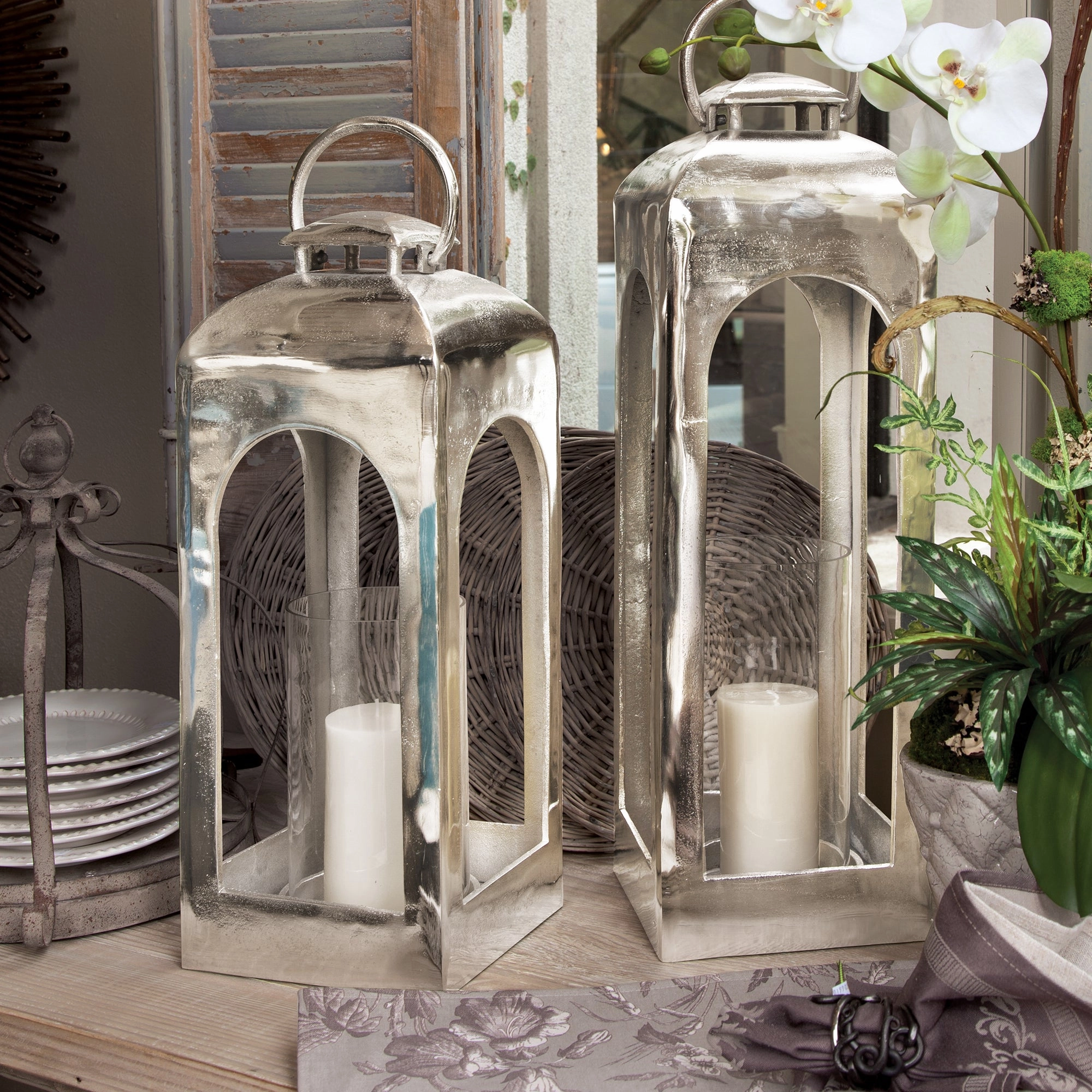 Small Polished Aluminum Lantern