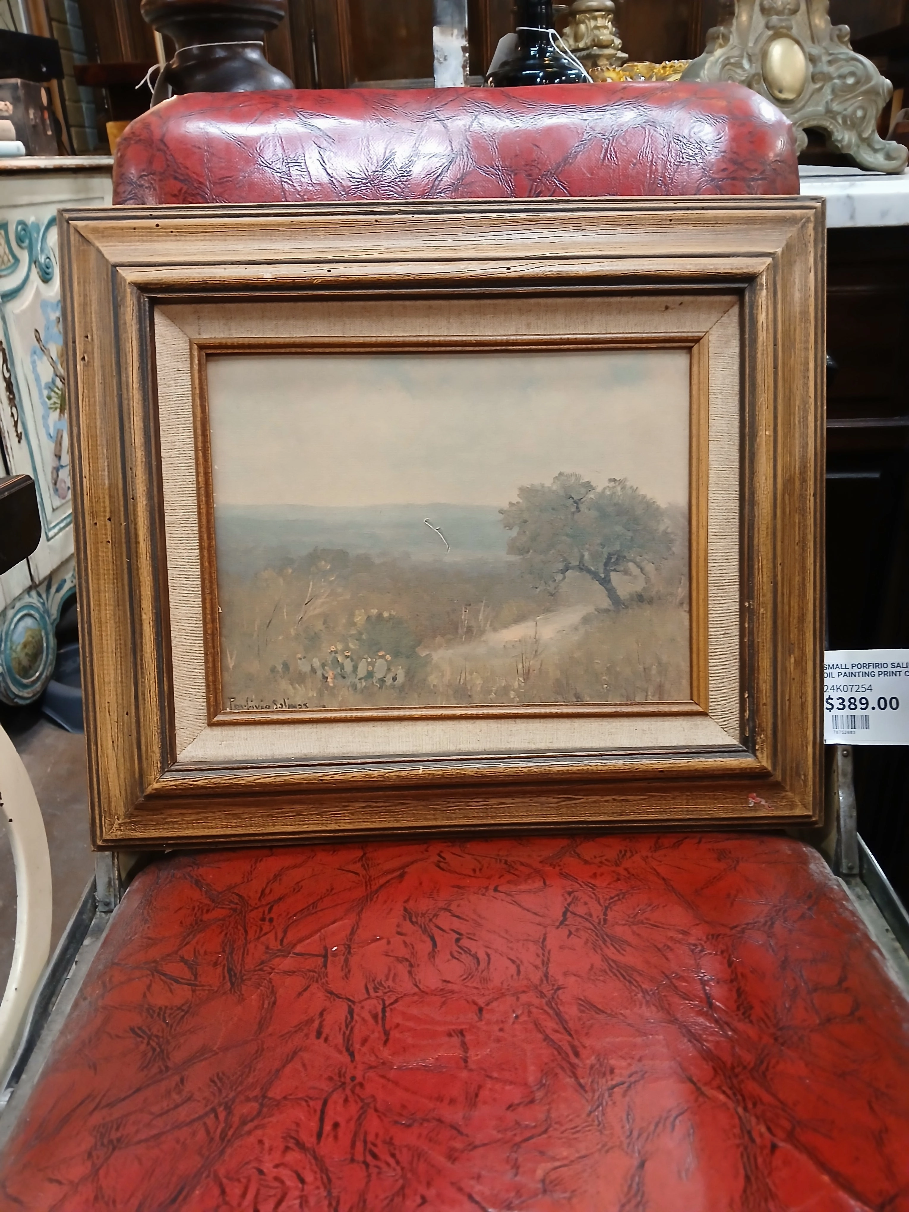 SMALL PORFIRIO SALINAS LANDSCAPE OIL PAINTING PRINT COPYRIGHT 1972 classic mural painting