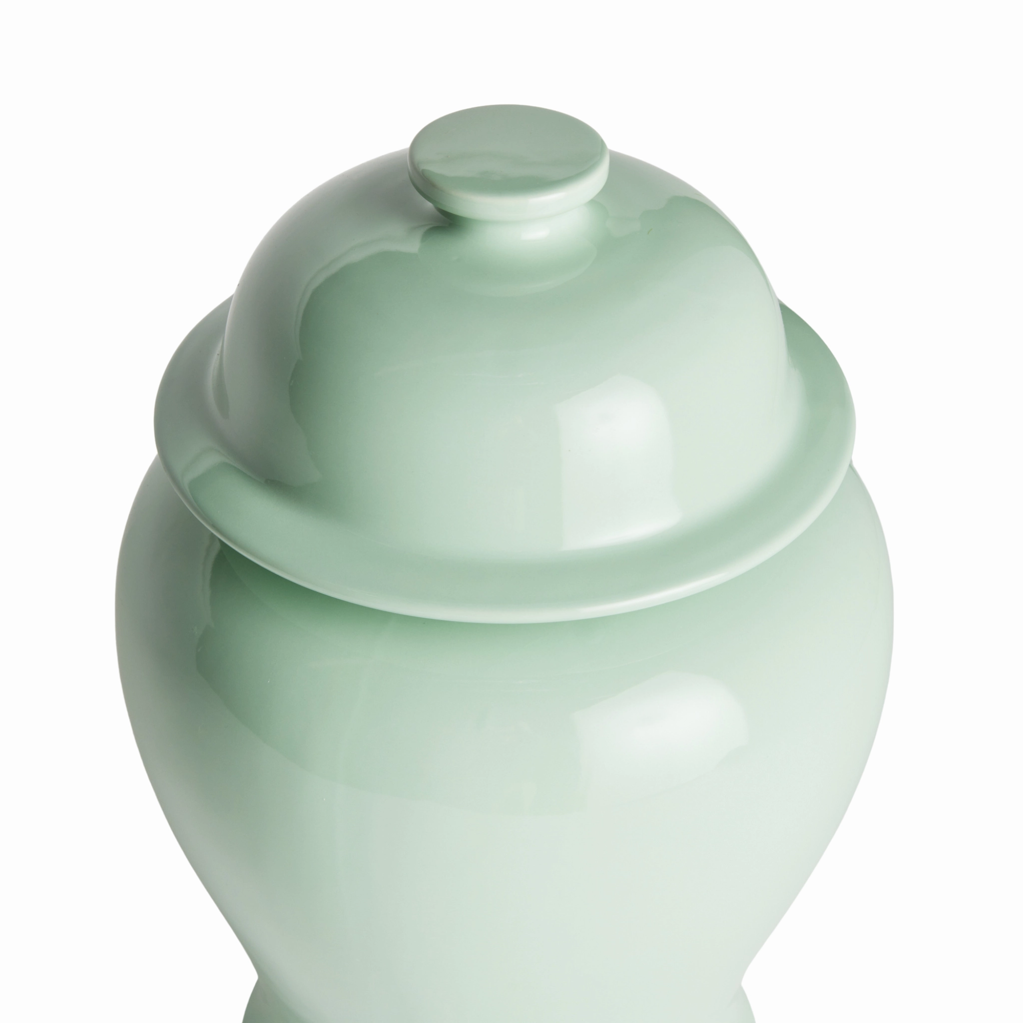 Small Sage Green Koa Wide Lidded Ginger Jar
